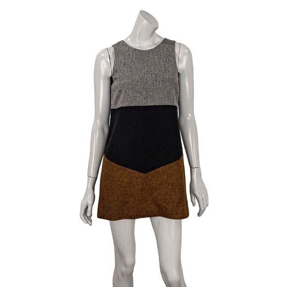 Samantha Pleet ColorBlock Mini Dress 100% Wool Women's size 4 - Picture 1 of 10